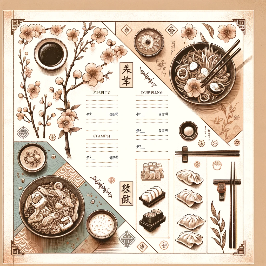 Asian cuisine restaurant menu