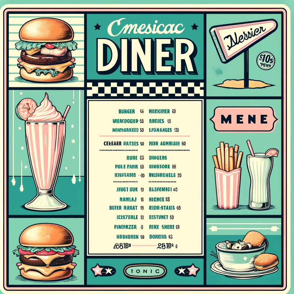 classic American diner menu