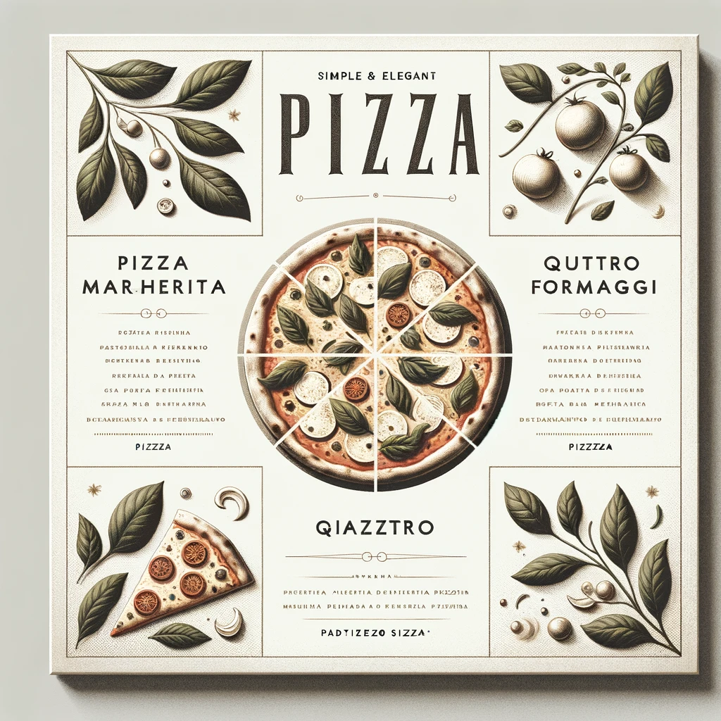 simple and elegant pizza menu